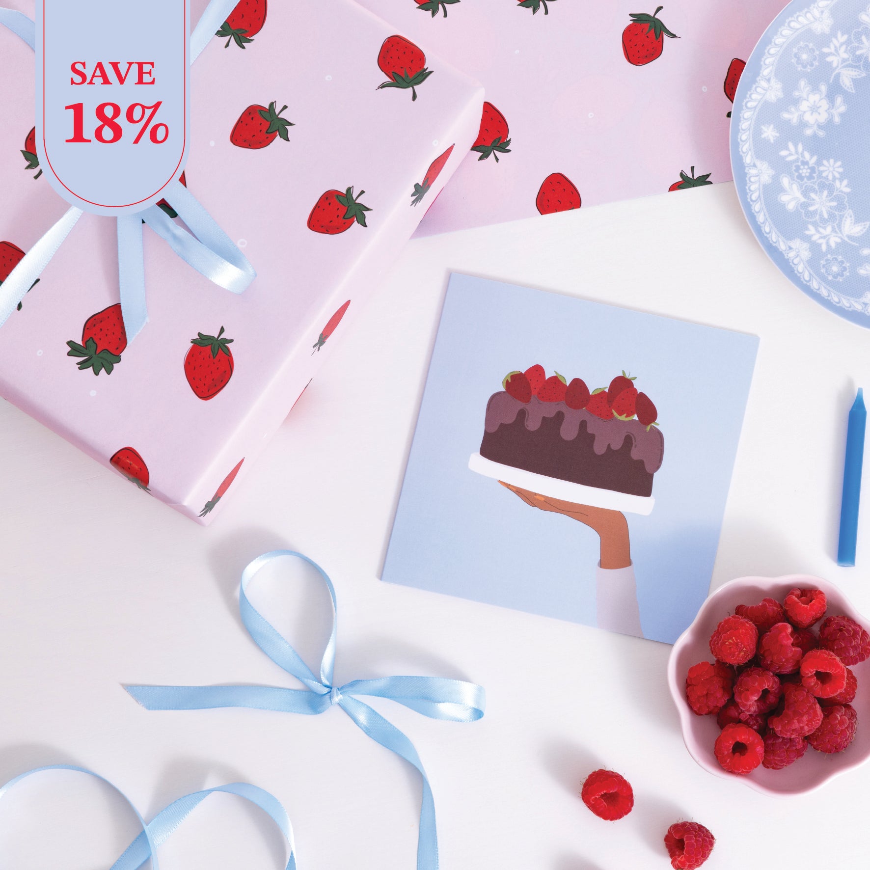 Berry Birthday & Main Squeeze Matching Set: Birthday Cards, Double Sided Wrapping Paper and Gift Tags