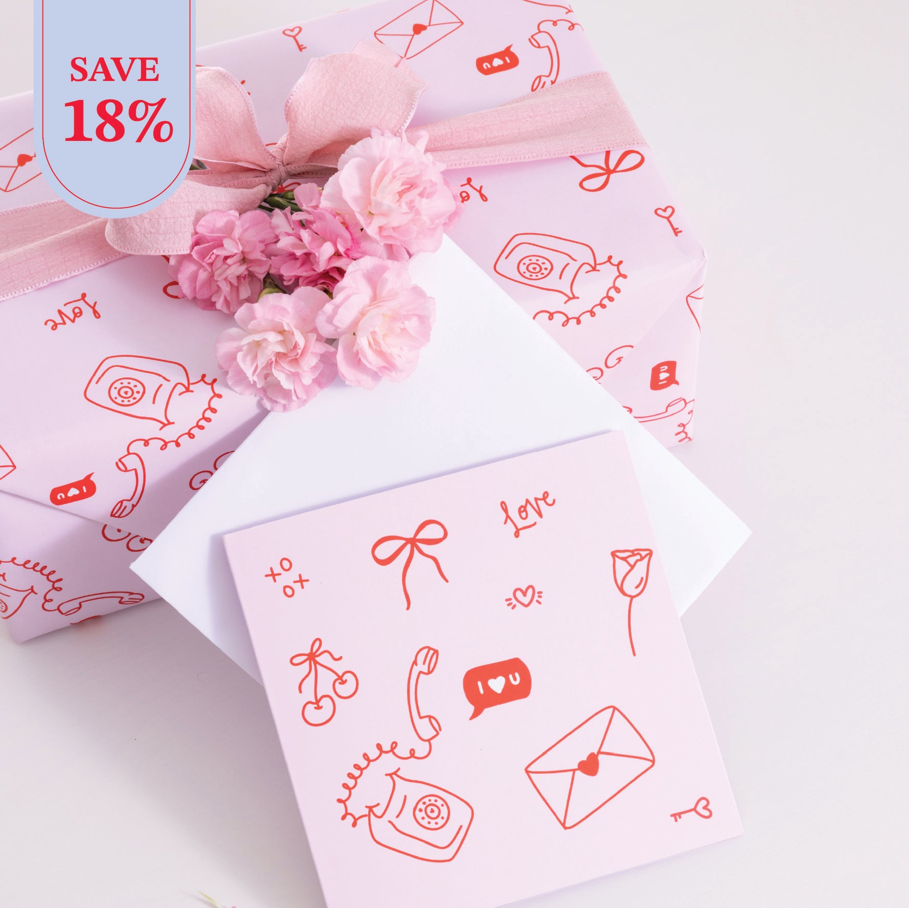 Love Notes Matching Set: Birthday Cards, Double Sided Wrapping Paper and Gift Tags