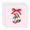 Red Flowering Gum With Bow - Blank Greeting Card