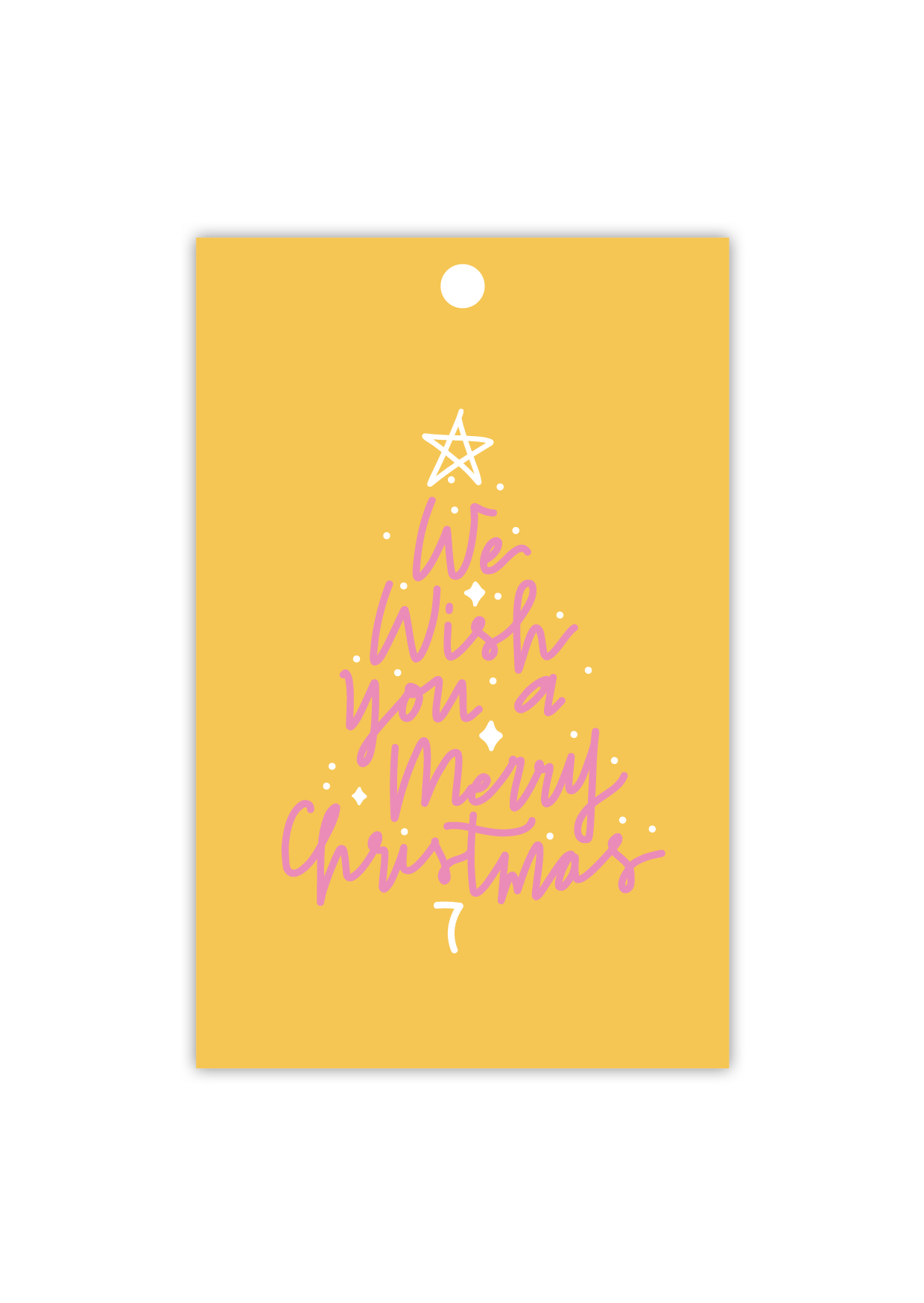 A Christmas wish - type - pink on yellow - Gift Tag