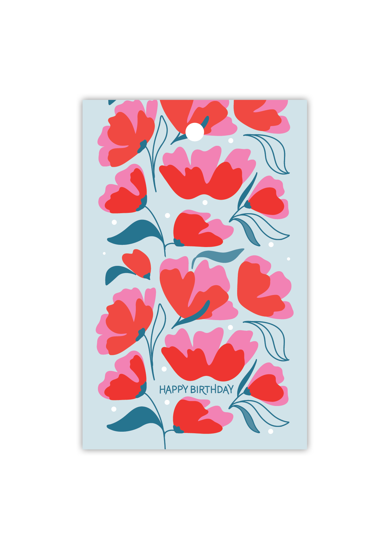Happy Birthday Floral Red & Blue  - Gift Tag