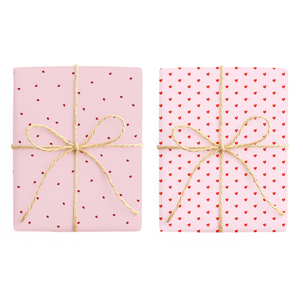 Lady Bug / Love Heart - Double Sided Wrapping Paper