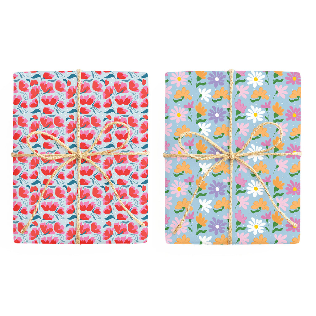 Floral - Red & Blue / Orange & Blue