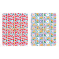 Floral - Red & Blue / Orange & Blue - Double Sided Wrapping Paper