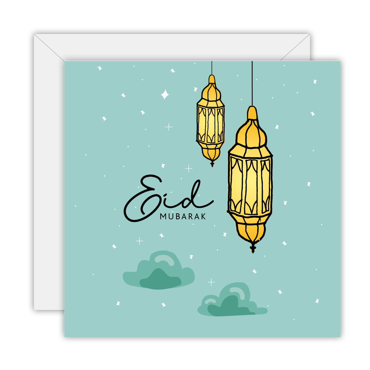 Green cloud - Eid Mubarak - Eid Card