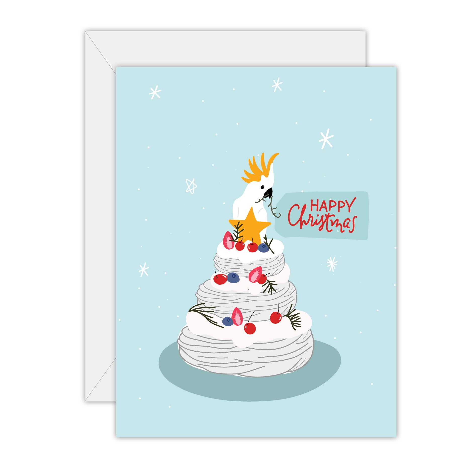 Happy Christmas - Sulphur Crested Cockatoo - Christmas Greeting Card