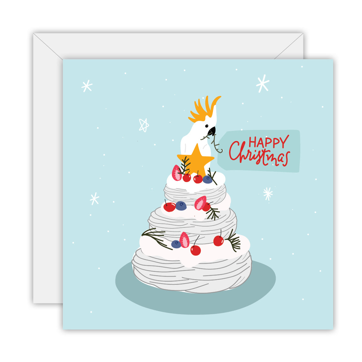 Happy Christmas - Sulphur Crested Cockatoo - Christmas Greeting Card