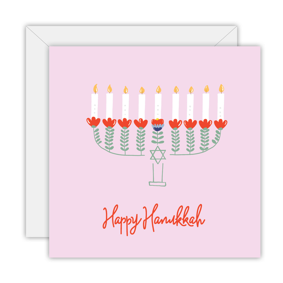Happy Hanukkah - Menorah - Hanukkah Greeting Card