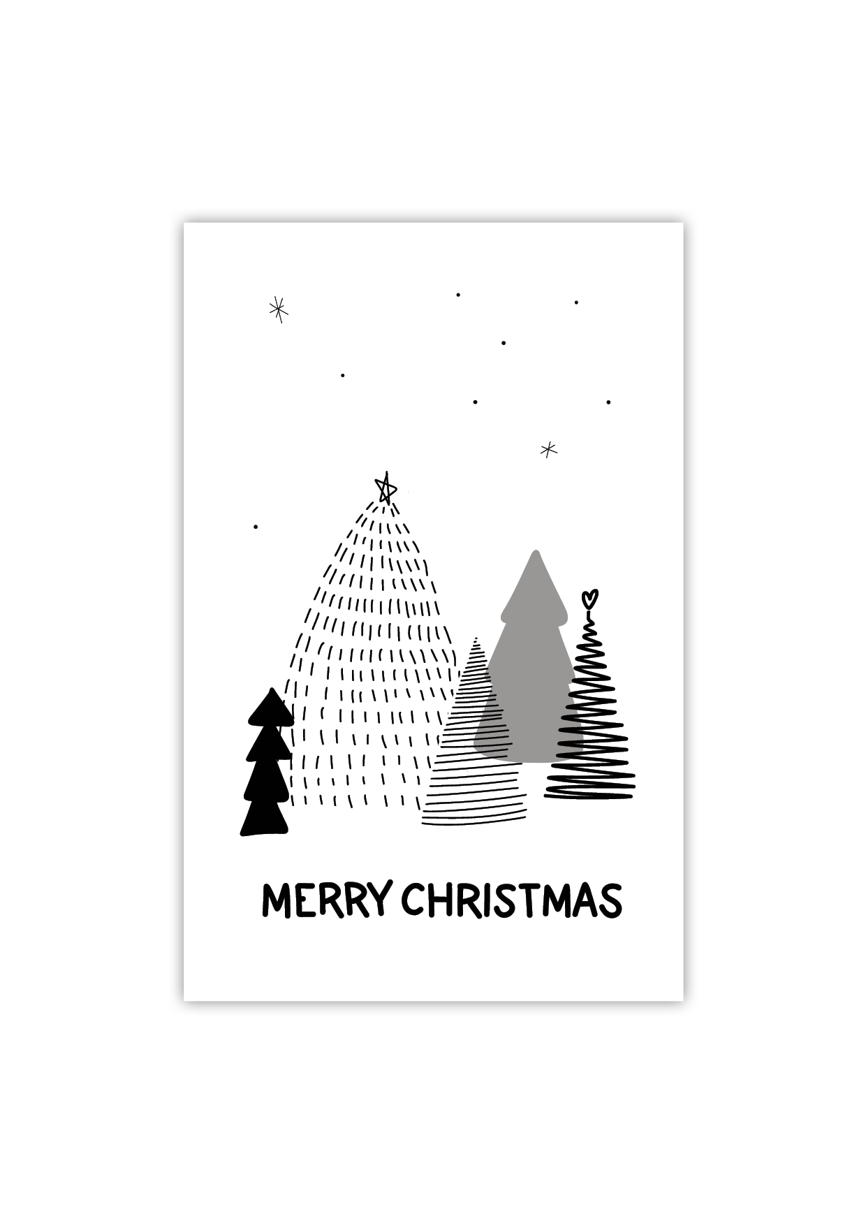Christmas Tree - Black & White - Gift Tag
