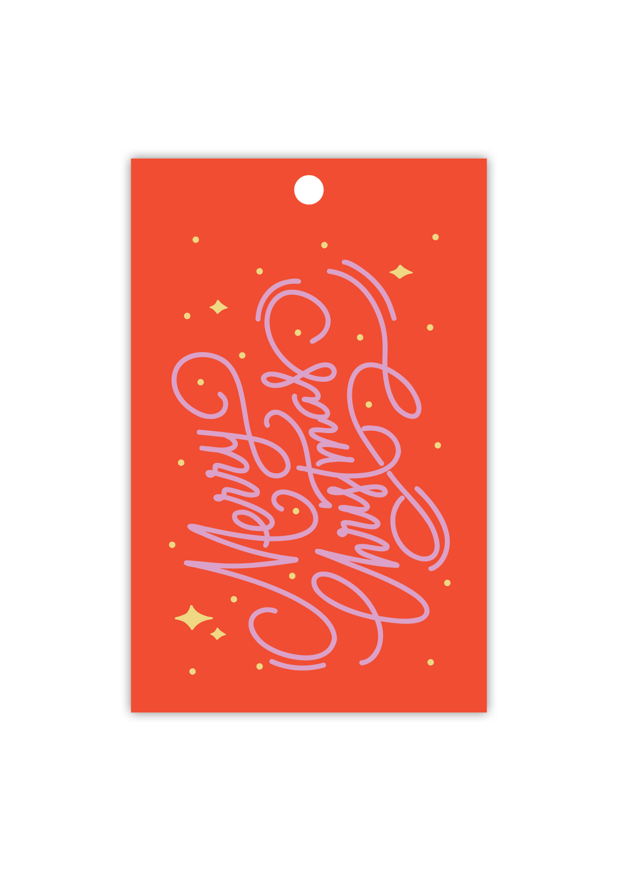 Merry Christmas - type - red on pink - Gift Tag