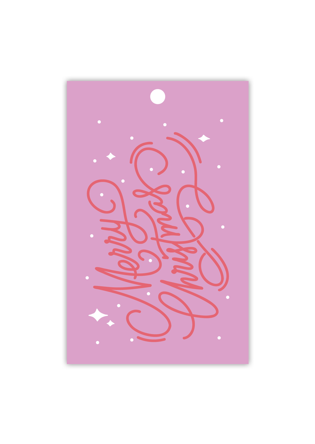Merry Christmas - type - pink on red - Gift Tag