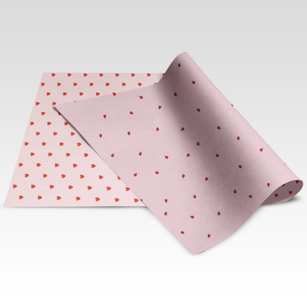 Lady Bug / Love Heart - Double Sided Wrapping Paper