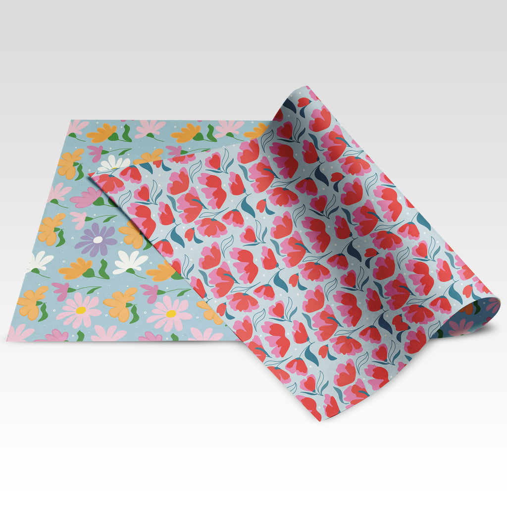 Floral - Red & Blue / Orange & Blue